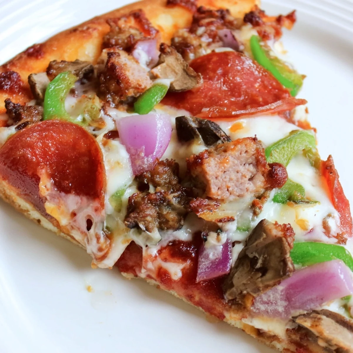 Freshly baked MVP Meat Lover Pizza with bubbling mozzarella, golden crust, and halal meats like pepperoni, sausage, and chicken.