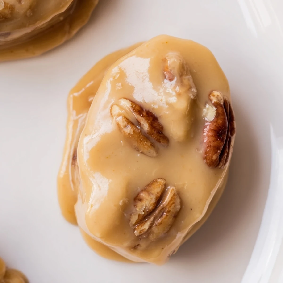 Stack of five Southern-style Mardi Gras Pecan Pralines, perfect for gifting or enjoying as a sweet, melt-in-your-mouth dessert treat.