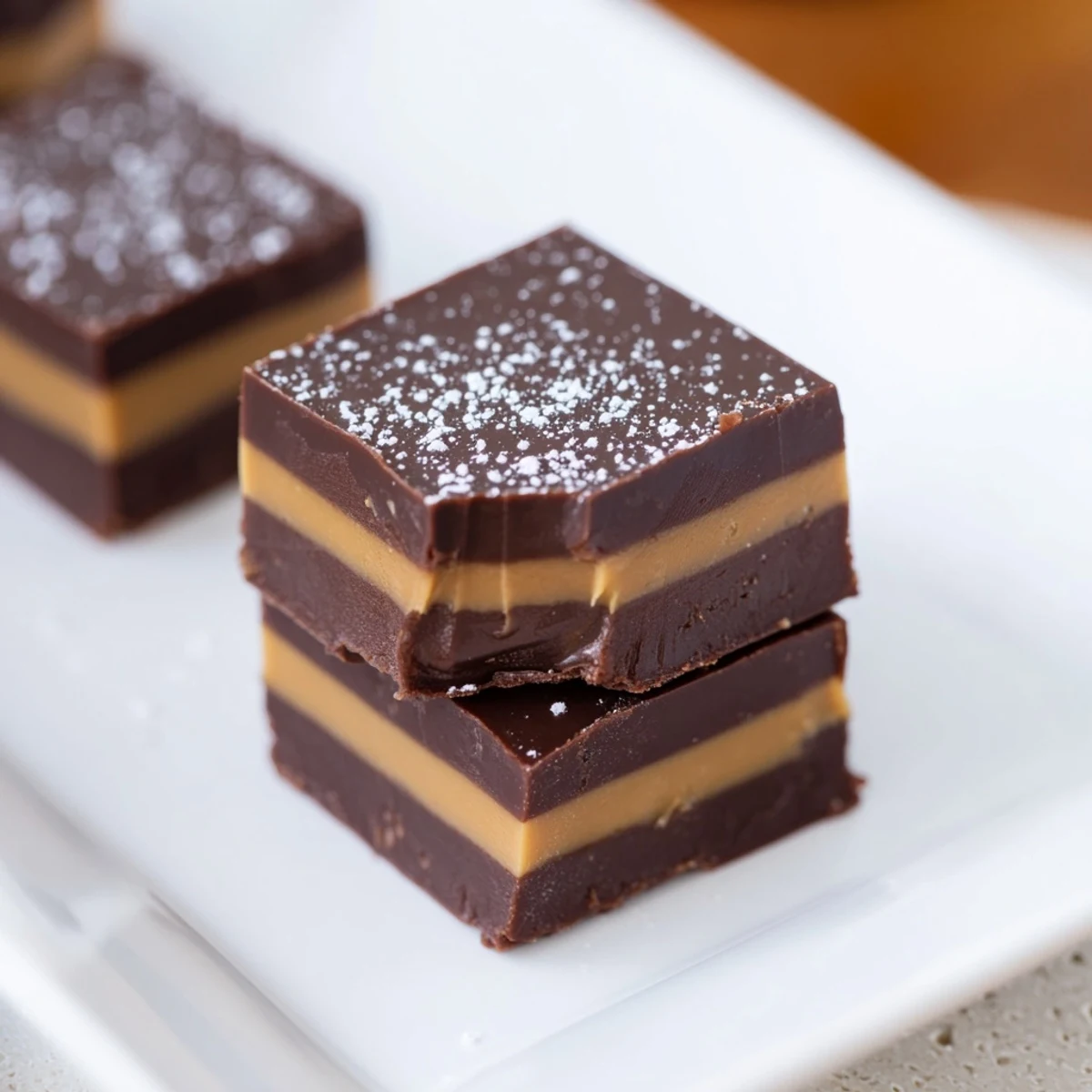 Homemade Chocolate Peanut Butter Fudge with a rich, creamy texture, displayed beside a glass of cold milk.