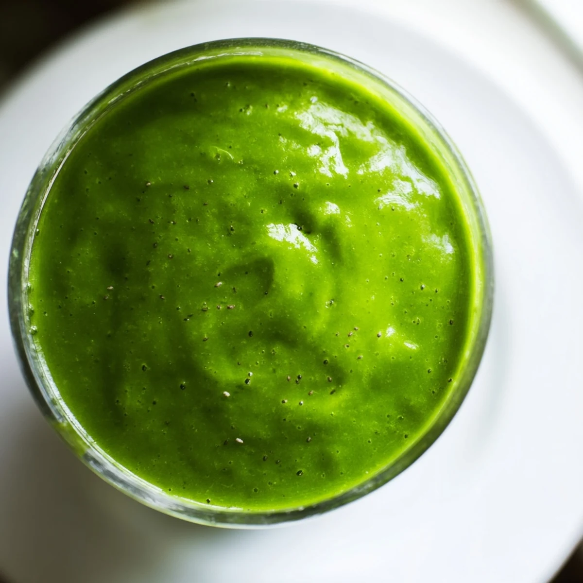 Green Smoothie with Spinach and Apple served in a mason jar, a refreshing healthy drink perfect for breakfast, with lemon wedges nearby.