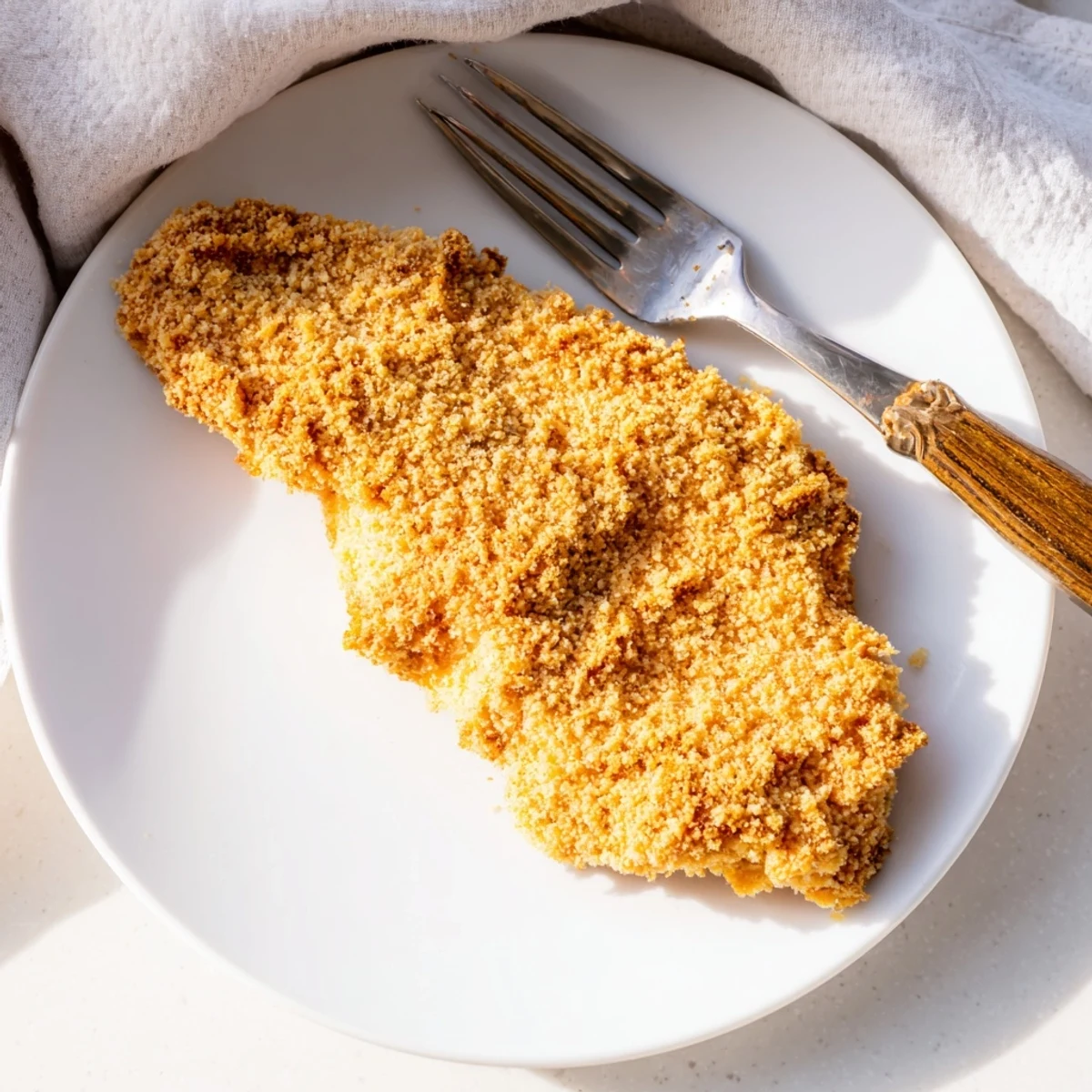 Sliced juicy Air Fryer Parmesan Crusted Chicken revealing a tender interior, served alongside roasted broccoli for a healthy, high-protein dinner idea.