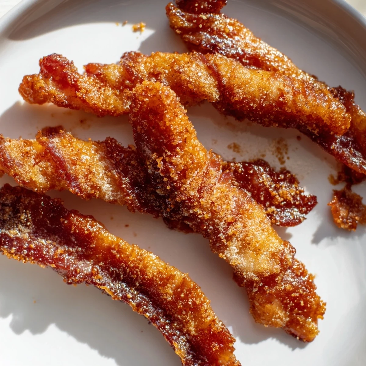 Crispy bacon brown sugar chicken tenders arranged on wire rack after baking