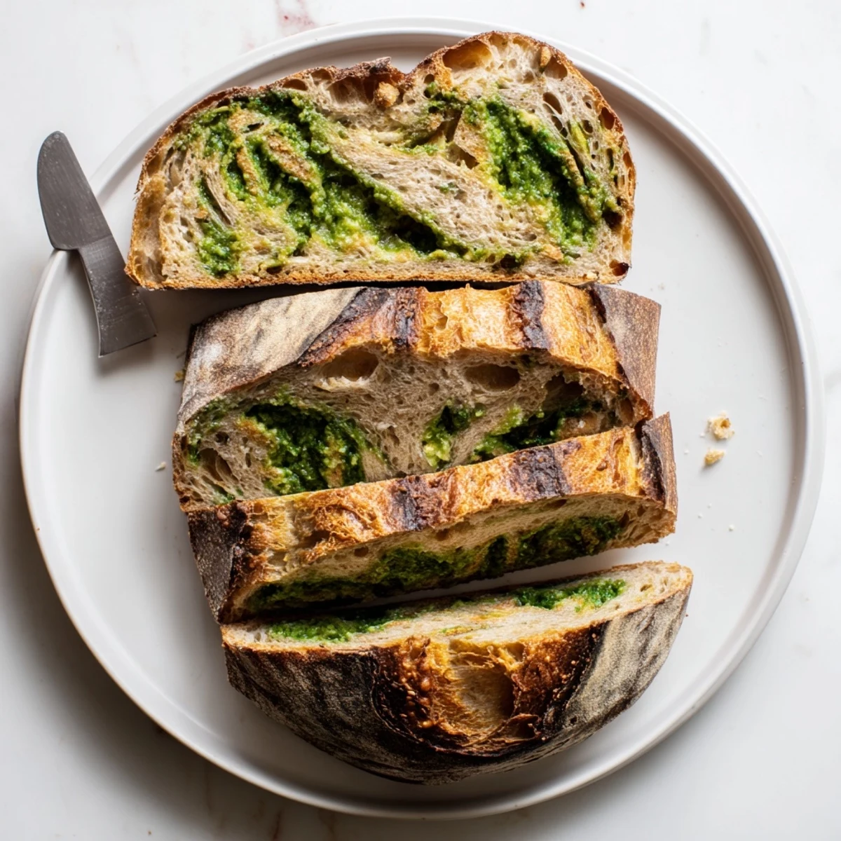 Rustic sourdough loaf brushed with olive oil and topped with melted grated Parmesan cheese