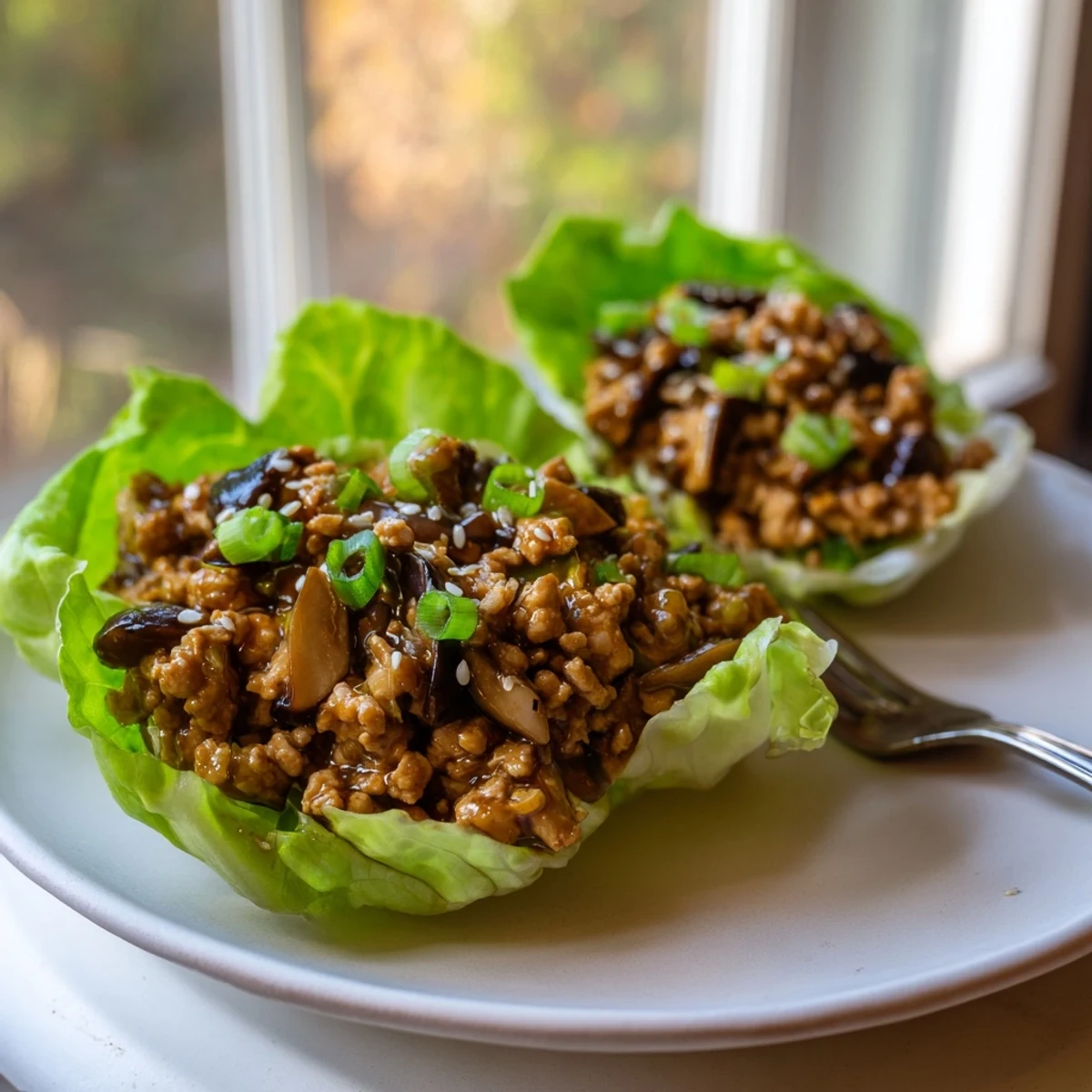 Crisp butter lettuce cups filled with savory ground chicken and crunchy water chestnuts