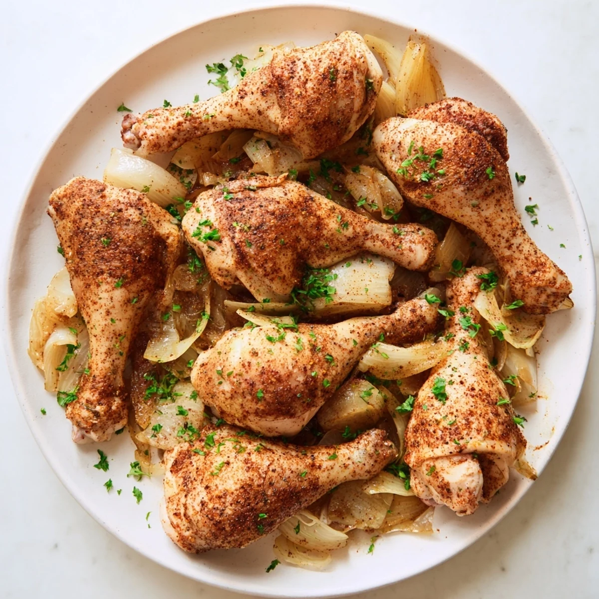 Golden Crockpot chicken legs with tender meat falling off the bone