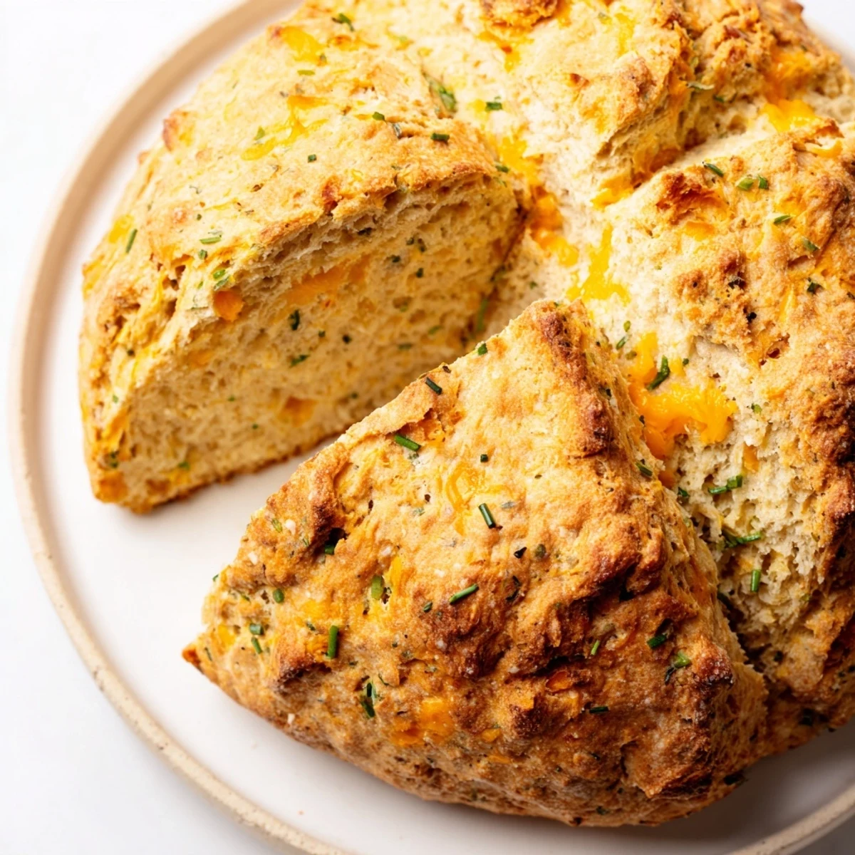 Rustic British quick bread baked to golden perfection with sharp cheddar and aromatic herbs