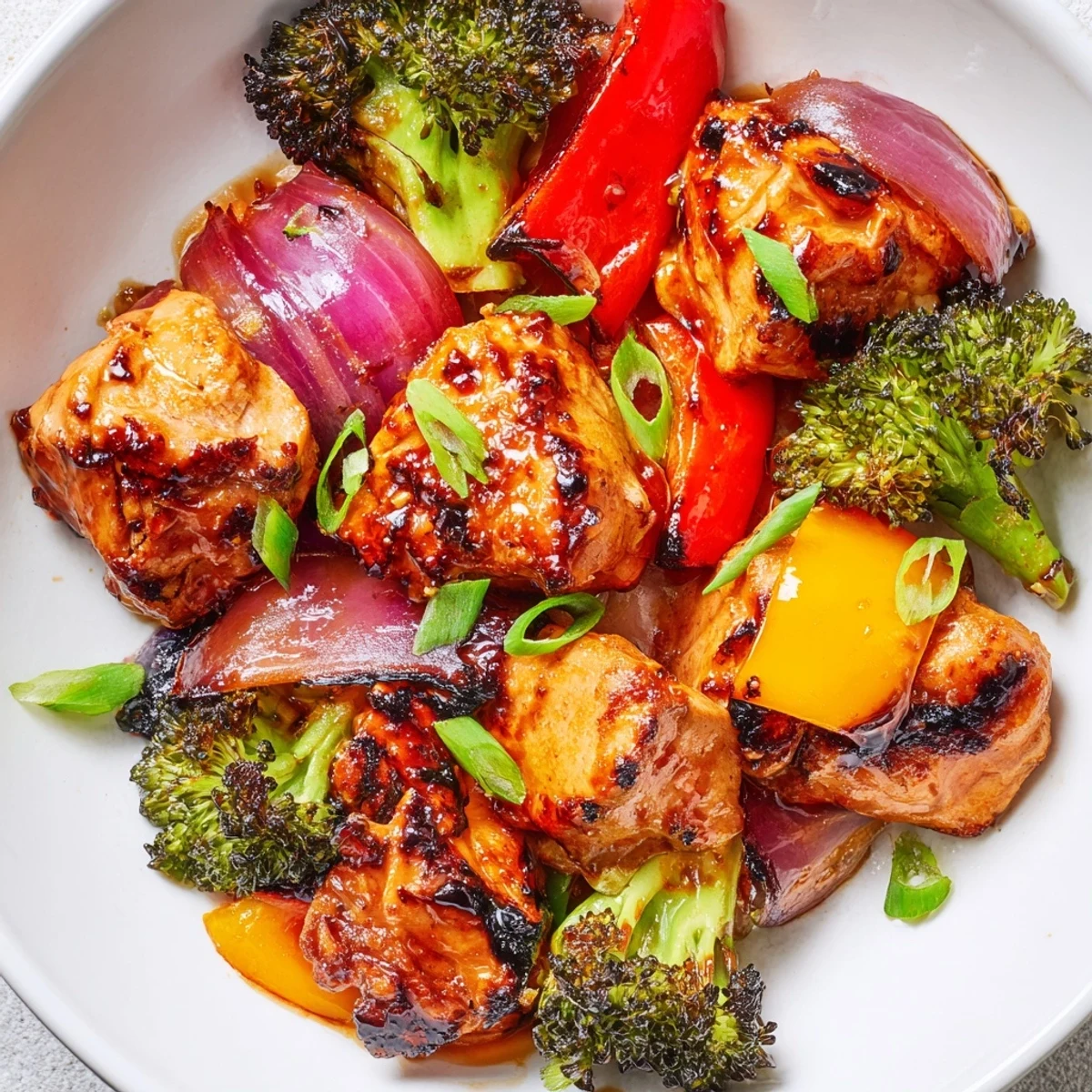 Sizzling quick weeknight meal with rainbow bell peppers and broccoli in savory glaze