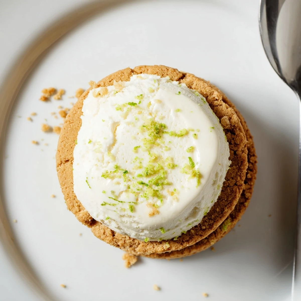 Serve Key Lime Pie Ice Cream Sandwiches chilled, crisp cookies and tangy lime bite