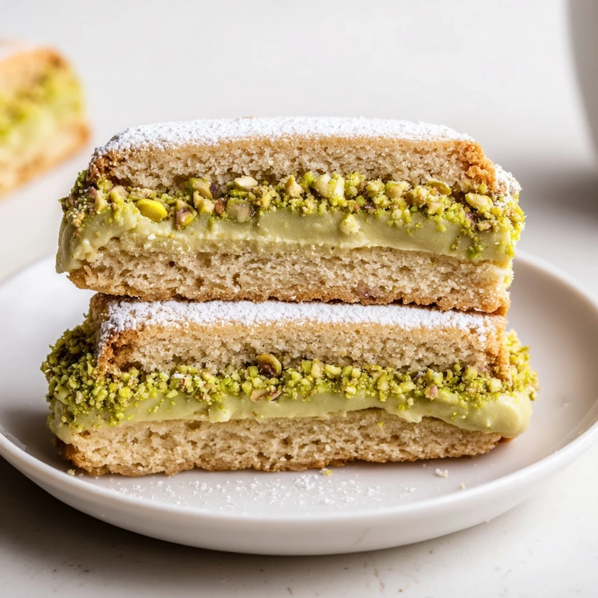 Fresh from oven Pistachio Cream Cookies Recipe cooling on wire rack, slightly golden