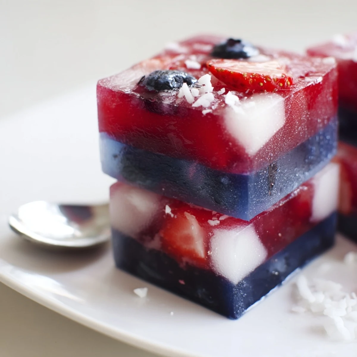 Vibrant Red White And Blue Ice Cubes Recipe packed with juicy berries and coconut