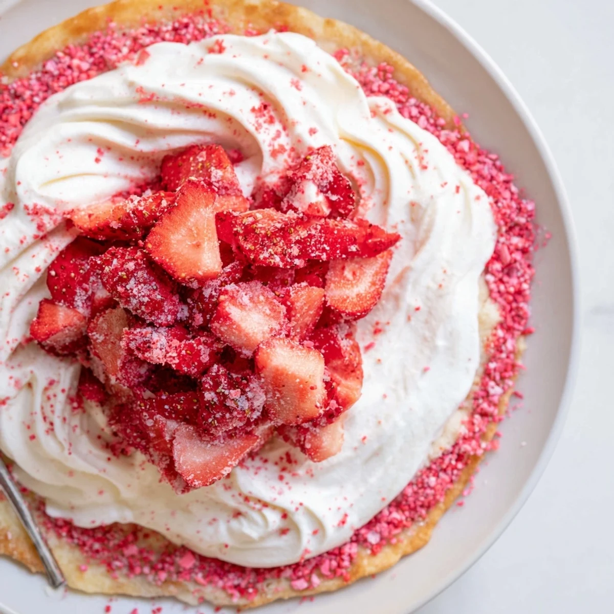 Chilled Strawberry Crunch Cheesecake Tacos on a serving tray, sweet, crunchy edges.