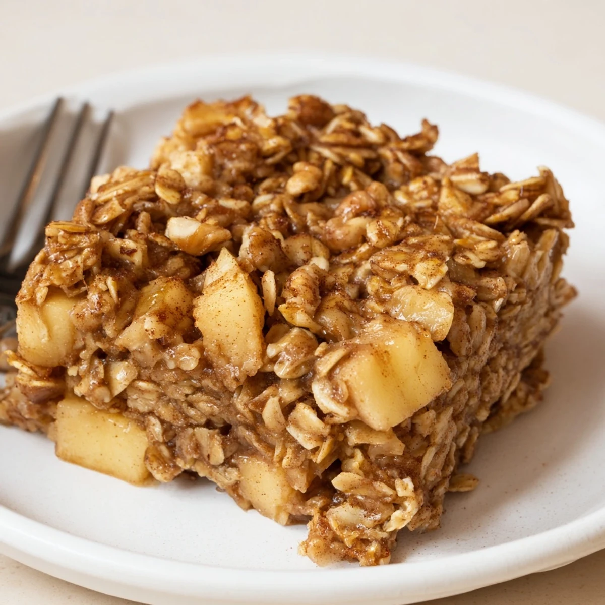 Maple drizzled and warm, spoon ready Delicious Apple Cinnamon Oatmeal Bake Recipe For Mornings
