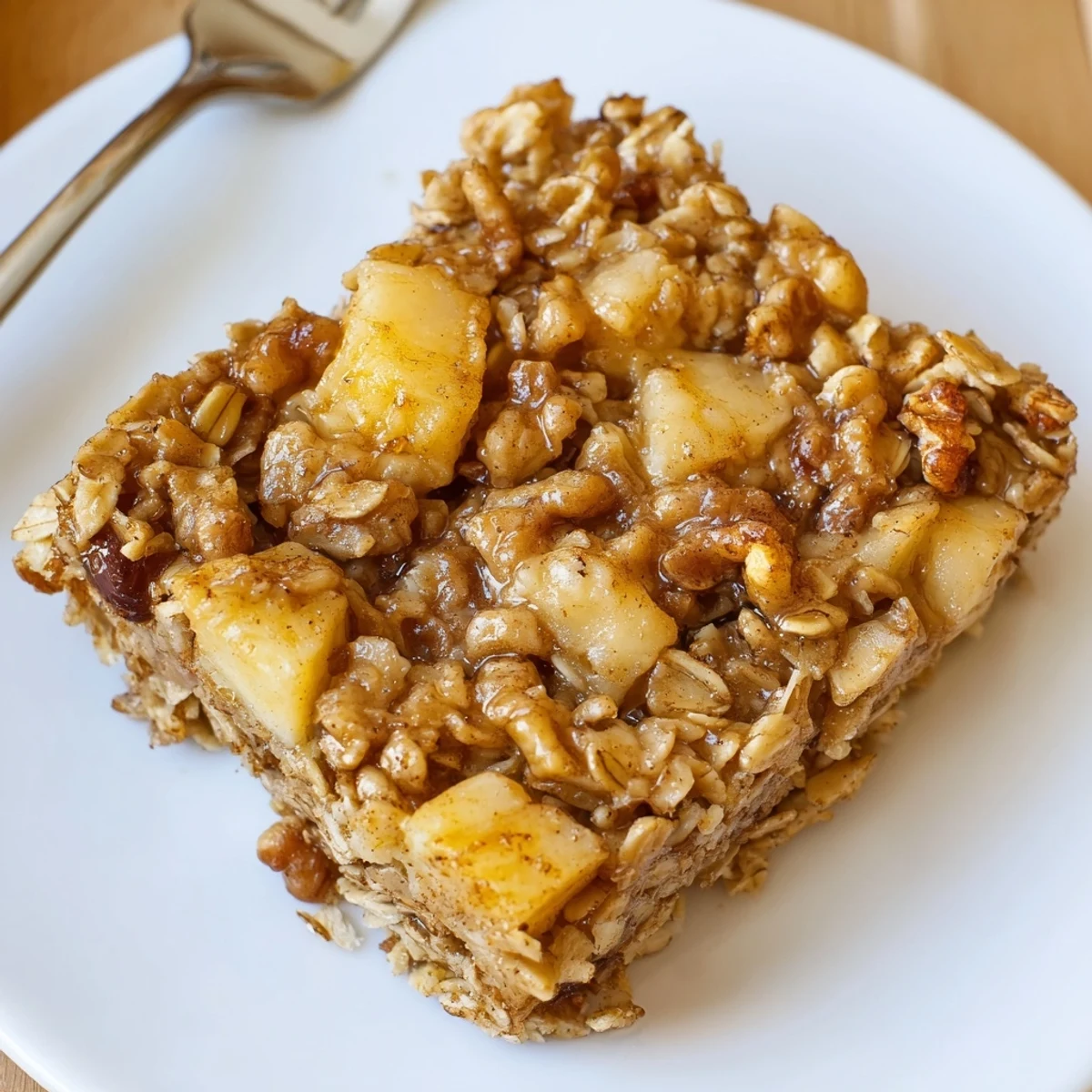 Warm cinnamon scented Delicious Apple Cinnamon Oatmeal Bake Recipe For Mornings with nuts