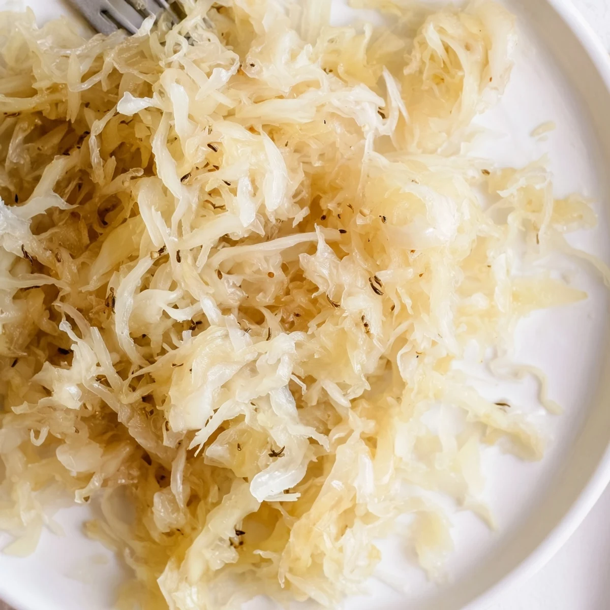 Homemade sauerkraut fermentation crock with naturally fermented cabbage developing deep tangy German flavors