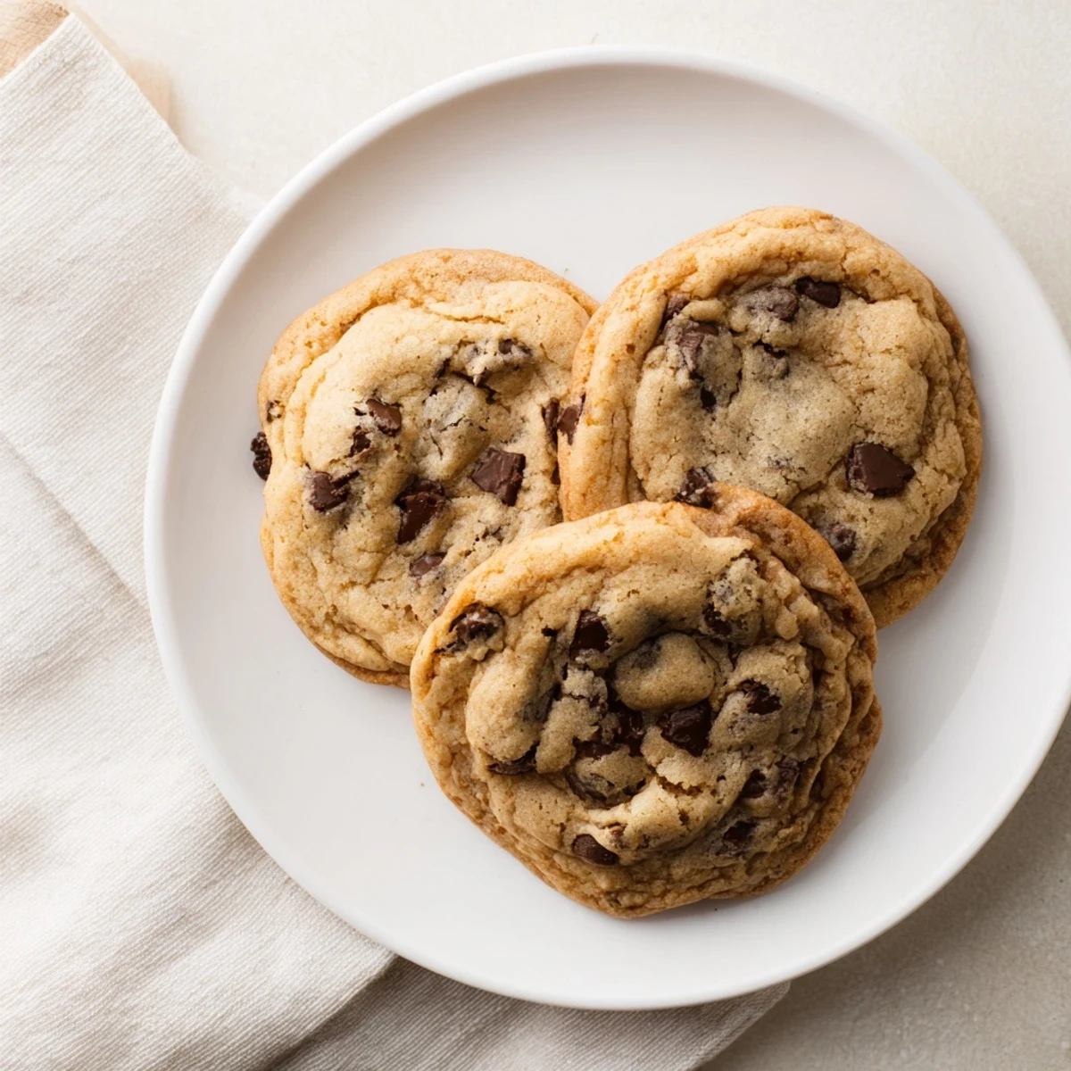 Golden chewy chocolate chip cookies with melted chocolate chunks on a cooling rack