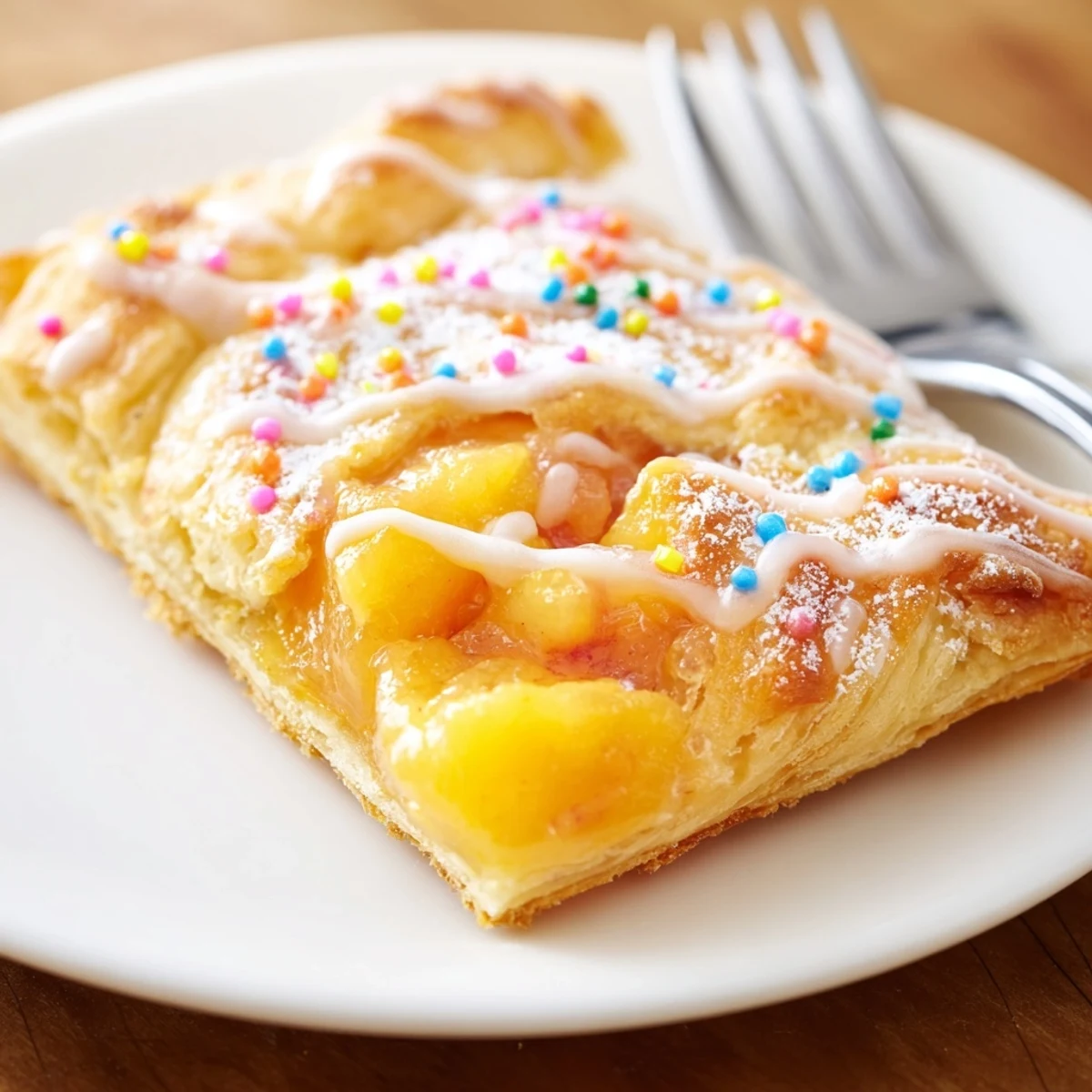Slice revealing jammy filling inside Peach Pop Tarts Classic, perfect brunch treat