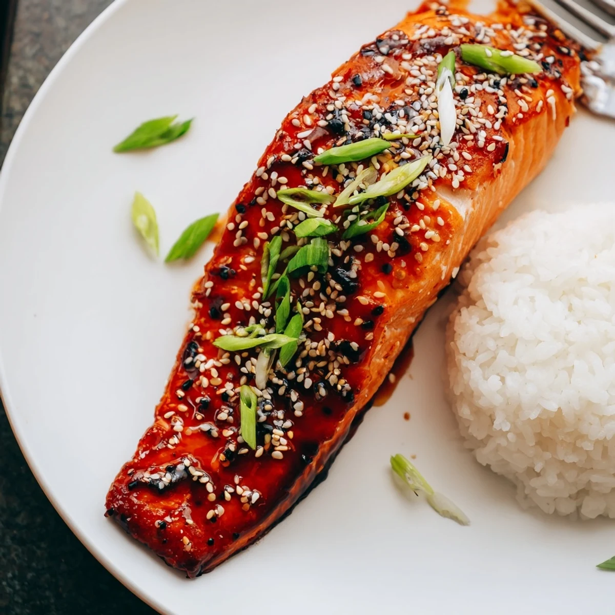 Gluten Free Teriyaki Salmon Recipe, oven roasted fillet glazed with sticky sesame sauce