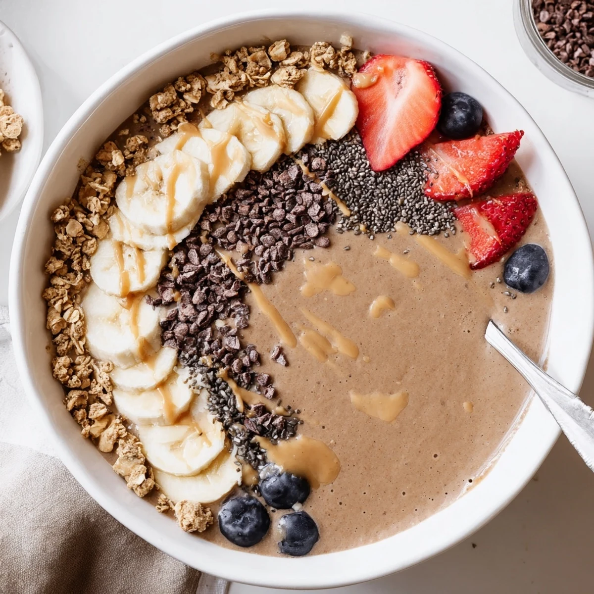 Velvety Coffee Protein Smoothie Bowl Recipe with espresso aroma and almond butter