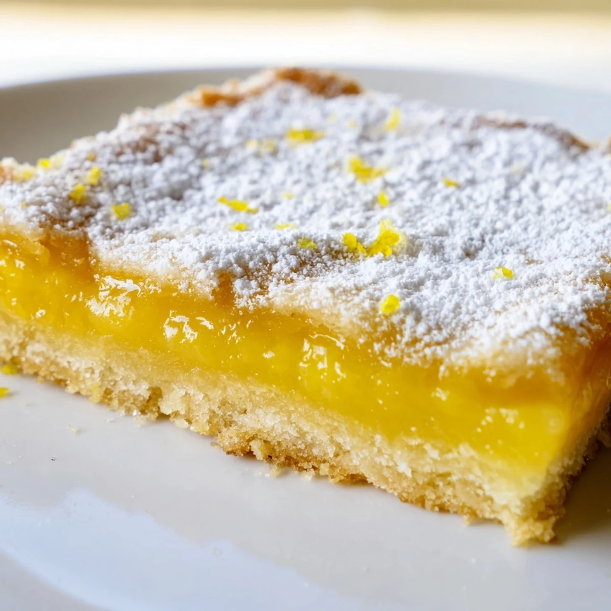 Simple lemon bars with bright yellow custard filling atop a buttery shortbread crust