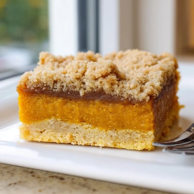 Creamy brown sugar maple pumpkin butter bars sliced and dusted with warm spice